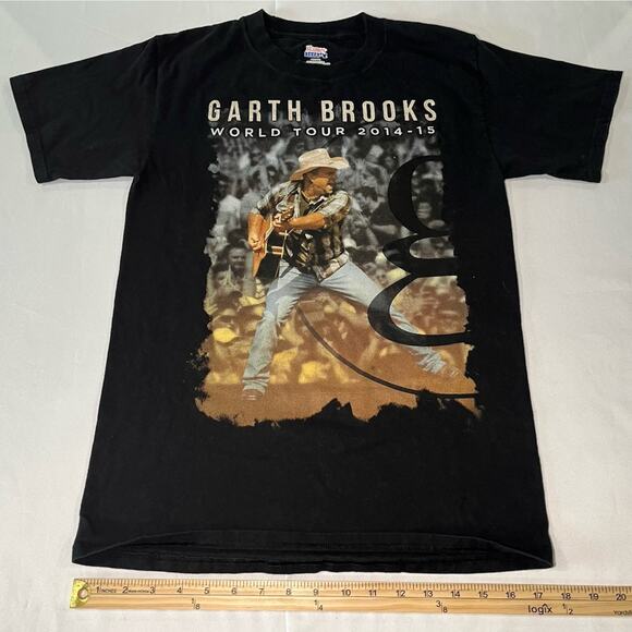 Hanes Mens Black Garth Brooks World Tour 2014-15 Concert T-Shirt Size Small - Picture 2 of 7
